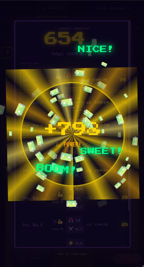 A game item charge screen from the push-up app