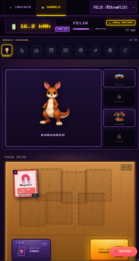 The push-up gambling interface with game controls and rewards
