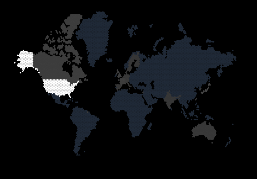 A hexagonal world map showing ETF country allocation